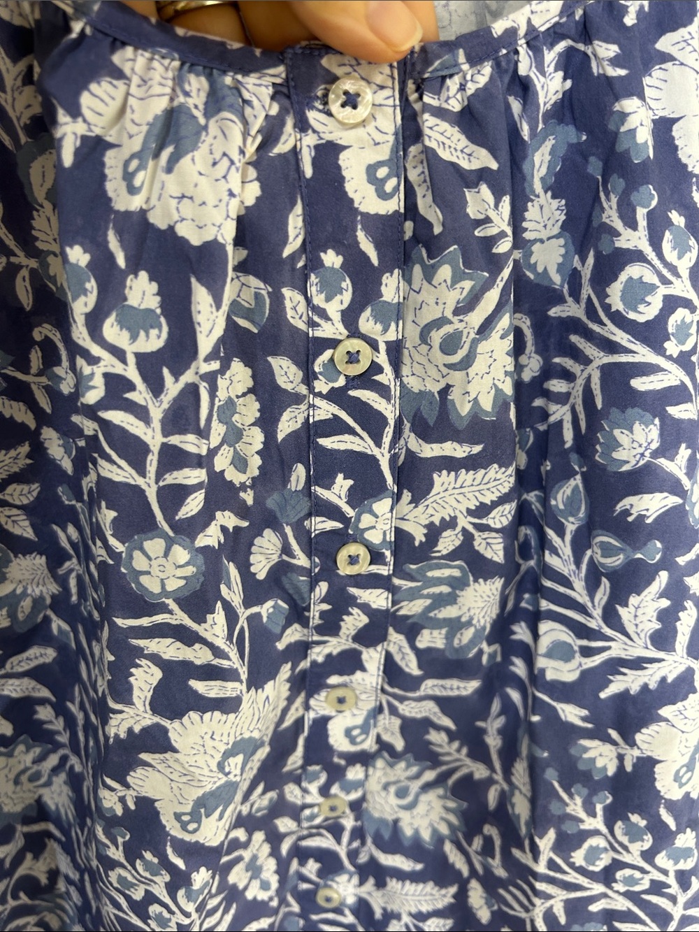 MAREA by Liz Joy Floral Cotton Blouse Top XS Blue White - Picture 5 of 13
